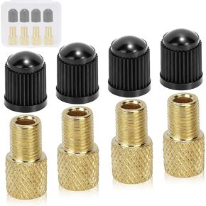 4 PCs Brass Presta Valve Adapter - Convert Presta to Schrader for Bike, e-Bike, e-Scooter - Inflate Tire with Standard Pump & Air Compressor - with 4 Valve Caps in Kuwait