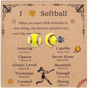 Flat Back S925 Sterling Sliver Sports Earrings, Hypoallergenic Softball/Soccer Stud Earrings for Women with Meaningful Card, Sport Accessories as Birthday Gifts Game Day Jewelry for Fans in Kuwait
