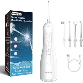 Betterchoi Water Flossers for Teeth, Portable Cordless Water Dental Flosser Teeth Pick, Oral Irrigator – 4 Cleaning Modes, 1800 Pulses, IPX7 Waterproof, USB Type-C Charging for Home Travel, White in Saudi Arabia