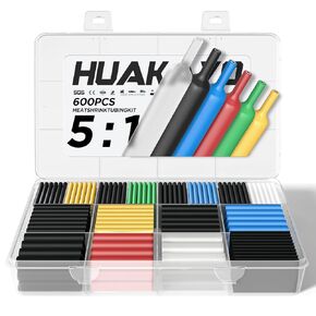 5:1 Heat Shrink Tubing Kit 600 PCS, Industry-Leading 5:1 Ratio Adhesive Lined, Marine Grade Dual Wall, Waterproof Electrical Wire Sleeving Tube, Tube Wrap Assortment Kit for DIY, 8 Sizes 6 Colors in Kuwait