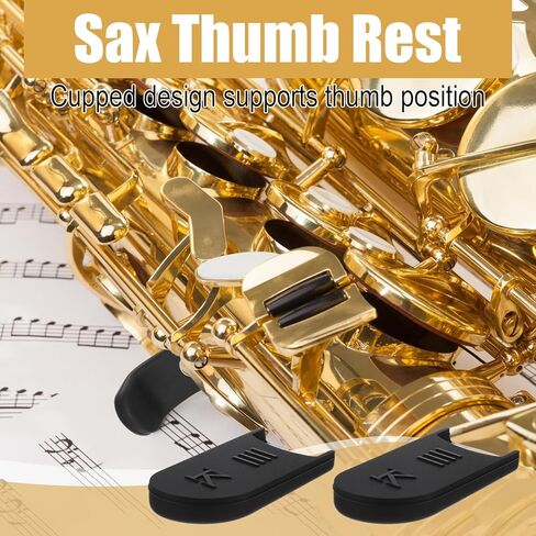 2 Pcs Saxophone Thumb Rest, Silicone Clarinet Thumb Rest Cushion, Saxophone Thumbs Finger Rests Pad Finger Protector, Black Saxophones Accessories for Alto, Soprano Sax, Clarinet in Kuwait