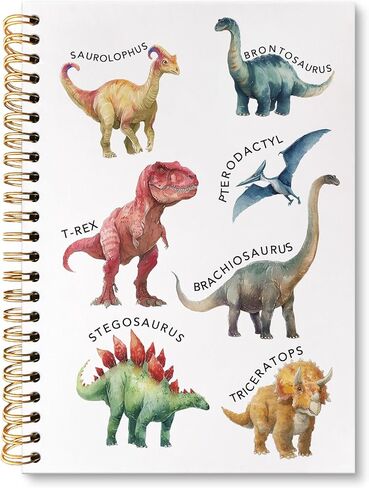 huester Dinosaur Notebook Journal, Dinosaur Gifts for Women Men Lovers Journal, Species of Dino Notebooks for Note Taking, Dino Hardcover Spiral Paper Notebook, 5.5x8.3 Inch in Saudi Arabia