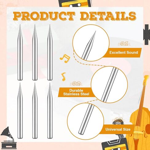 Kingdder 100 Pcs Steel Phonograph Needles Replacement Record Player Stylus Turntable Needles Universal Size Loud Tone Stylus for Antique Turntable Phonographs Record Player in Kuwait