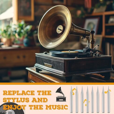 Kingdder 100 Pcs Steel Phonograph Needles Replacement Record Player Stylus Turntable Needles Universal Size Loud Tone Stylus for Antique Turntable Phonographs Record Player in Kuwait