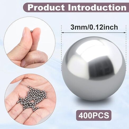 400 قطعة من كرات خلط الطلاء مقاس 0.12 بوصة، كرات من الفولاذ المقاوم للصدأ لطلاء الأظافر، كرات خلط صغيرة لطلاء أحبار طلاء الأظافر - فضي in Kuwait
