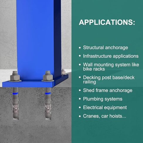 1/2" x 3-3/4" Concrete Anchors (50 Pack) Wedge Anchors Bolts, Hot Dip Galvanized in Kuwait