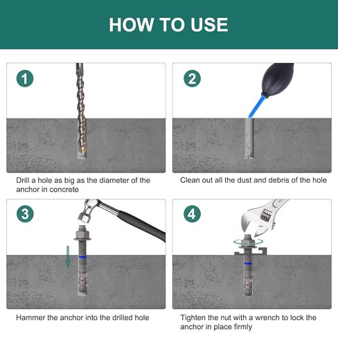 1/2" x 3-3/4" Concrete Anchors (50 Pack) Wedge Anchors Bolts, Hot Dip Galvanized in Kuwait