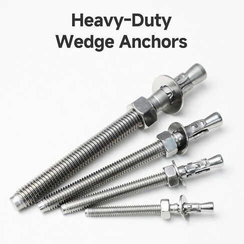 Mywish 1/4 x 1-3/4 Inch Wedge Anchors, 10Pcs 304 Stainless Steel Industrial 1/4 Heavy Duty Industrial Masonry Wdege Anchor Bolts for Brick Cement and Concrete, Bright Finish in Saudi Arabia