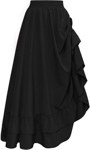 Scarlet Darkness Women Renaissance Skirt Medieval Ruffle Layered Maxi Skirts in Kuwait