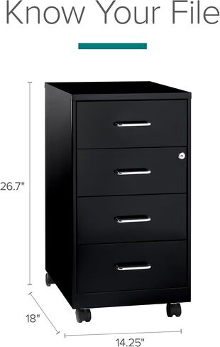 Hirsh Industries Space Solutions 18 "Deep 4 Drawer Metal Mobile Organizer Black in Kuwait