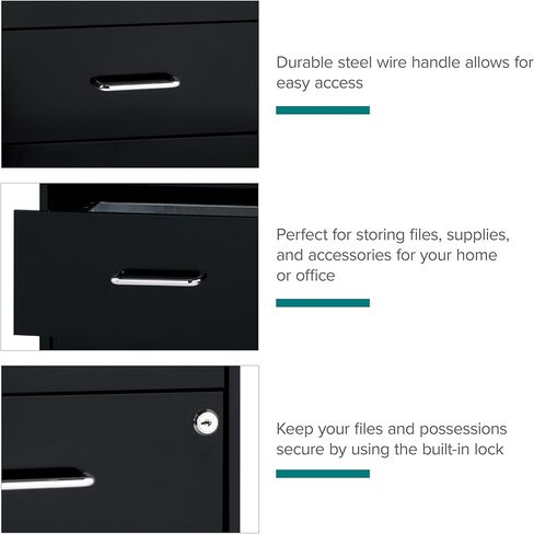 Hirsh Industries Space Solutions 18 "Deep 4 Drawer Metal Mobile Organizer Black in Kuwait