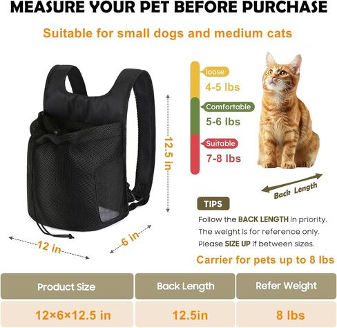 Dog Front Backpack Carrier Cat Carrier Pet Travel Carriers for Small Dogs and Cats Puppy Kitten Travel Backpack Lightweight Doggy Backpack,Ventilated Mesh(Gray) in Kuwait