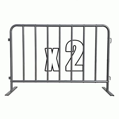 2-Pack 5 Feet Steel Crowd Control Barricades 60" W x 39" H Each, Bolt-Assembled, Flat Feet Portable Interlocking Barrier, Heavy Duty Steel Barricade Indoor/Outdoor (Grey) in Kuwait