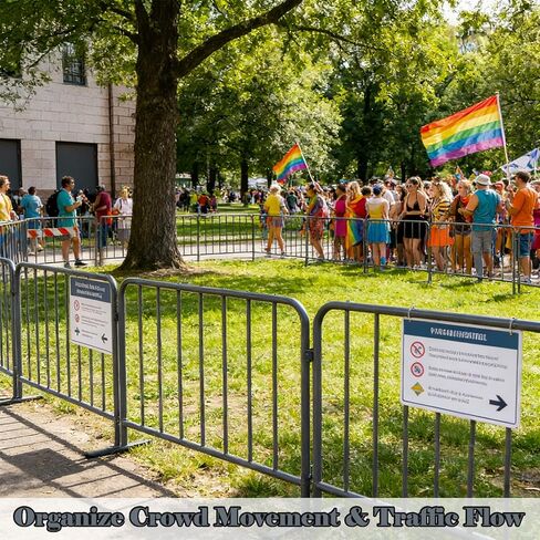 2-Pack 5 Feet Steel Crowd Control Barricades 60" W x 39" H Each, Bolt-Assembled, Flat Feet Portable Interlocking Barrier, Heavy Duty Steel Barricade Indoor/Outdoor (Grey) in Kuwait