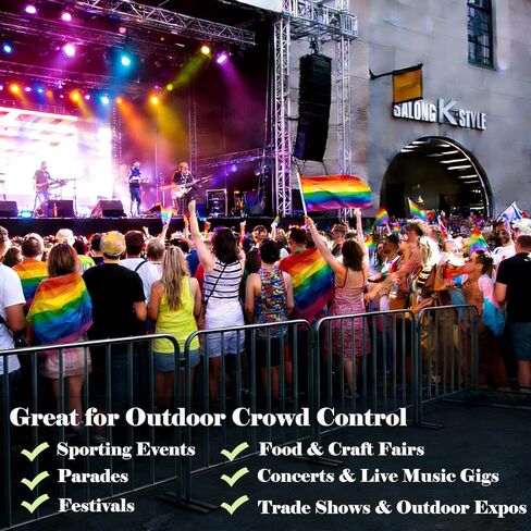 2-Pack 5 Feet Steel Crowd Control Barricades 60" W x 39" H Each, Bolt-Assembled, Flat Feet Portable Interlocking Barrier, Heavy Duty Steel Barricade Indoor/Outdoor (Grey) in Kuwait