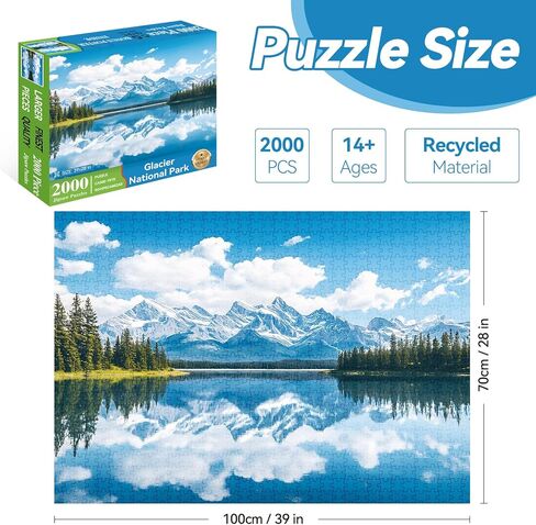 2000 قطعة Jigsaw Puzzle للبالغين-Glacier National Park ، Redwood Forest & Mountain Landscape-Glass Nature Puzzle ، تحدي وصديق للبيئة ، 39 "× 28" in Kuwait