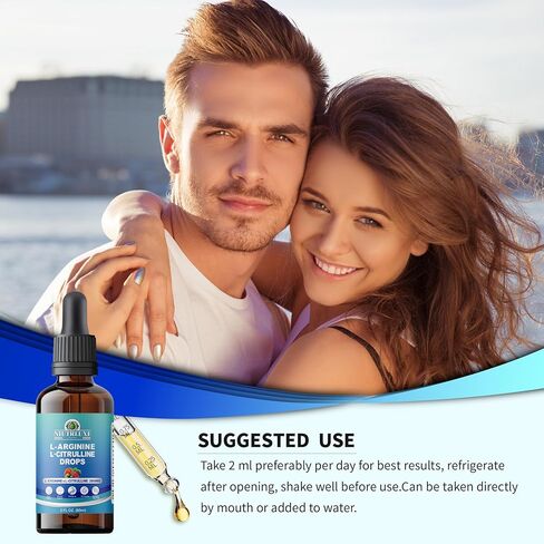 L-Arginine L-Citrulline Drops Liquid, L-Arginine for Men with Boron and Zinc, High Absorption L-Arginine L-Citrulline Supplements, Sublingual Liquid L-Arginine 1000 mg,Vegan, Non GMO, 60ml in Saudi Arabia