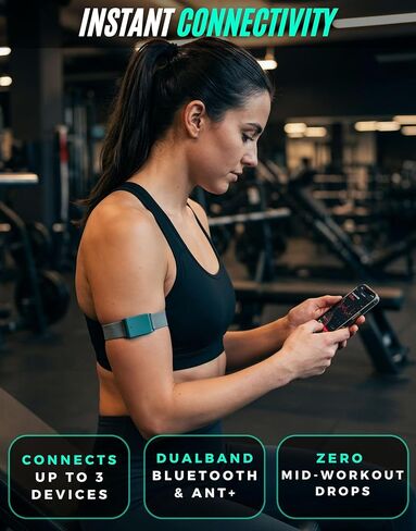 Powr Labs سوار يد قابل لإعادة الشحن لمعدل ضربات القلب بلوتوث ANT+ متوافق مع مستشعر HR البصري Peloton Wahoo Strava لتدريب اللياقة البدنية والجري وركوب الدراجات في الأماكن المغلقة in Kuwait