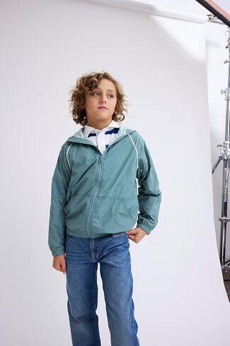 The Children's Place,Boys,Active Long Sleeve Contrast Windbreaker Jacket,Norway Spruce,Medium in Saudi Arabia