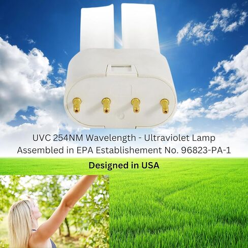 مصباح LSE Lighting 6RBUVO10W7L بالأشعة فوق البنفسجية متوافق مع Oxy 4 Air | 6RBUV010W7L استبدال | مصباح H 5.5 بوصة 2G11 4-Pin UV-C | 254 نانومتر | مصمم في الولايات المتحدة الأمريكية in Saudi Arabia