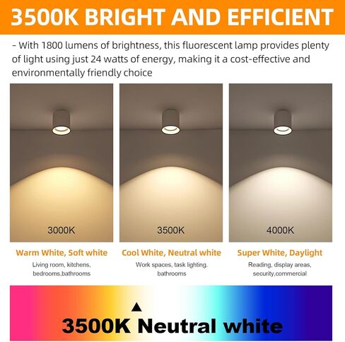 6 عبوات من مصابيح الفلورسنت F24T5/835/HO، أنبوب خطي T5 مقاس 22 بوصة، 24 وات 3500 ك، دافئ ناعم، خرج عالي 1800 لومن، 86 CRI، قاعدة G5 Mini Bi-Pi in Kuwait