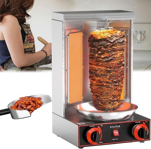 Shawarma Grill Machine, Gas Gyro broilers Rotating Home Vertical Rotisserie with 2 Burners, for Chicken Roast, Turkey Roast, Tacos (Barbecuestove+Shovel) in Saudi Arabia