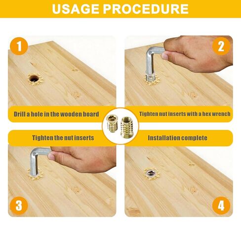 170 PCS Threaded Inserts for Wood Assortment Kit - 10 Sizes (1/4"-20, 5/16"-18, 3/8"-16) with M6/M8/M10 Hex Wrenches - Steel Inserts for Furniture Screws, Wood Furniture & Cabinet in Kuwait