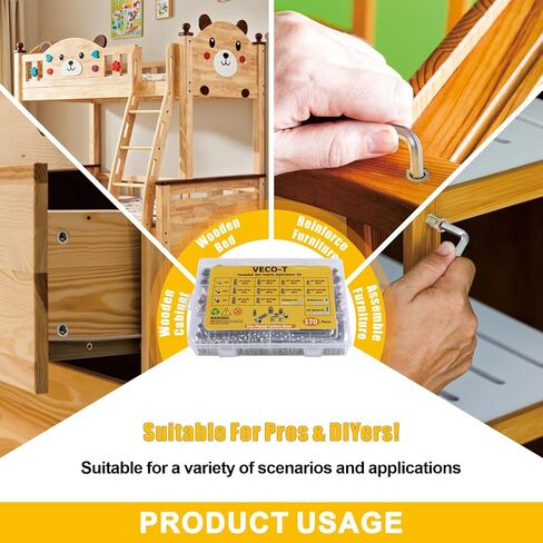 170 PCS Threaded Inserts for Wood Assortment Kit - 10 Sizes (1/4"-20, 5/16"-18, 3/8"-16) with M6/M8/M10 Hex Wrenches - Steel Inserts for Furniture Screws, Wood Furniture & Cabinet in Kuwait