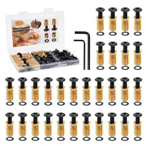 30 Sets 1/4-20 Threaded Inserts for Wood with Screws & Washers - Wood Threaded Insert Kit Includes Furniture Screws, Nuts, 2 Hex Keys for Woodworking & DIY Projects in Saudi Arabia