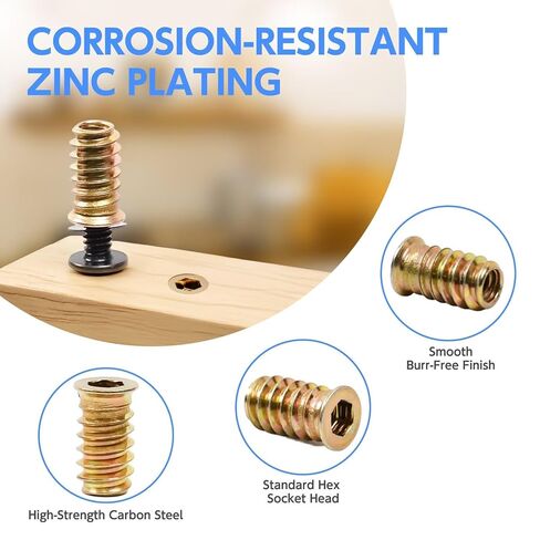 30 Sets 1/4-20 Threaded Inserts for Wood with Screws & Washers - Wood Threaded Insert Kit Includes Furniture Screws, Nuts, 2 Hex Keys for Woodworking & DIY Projects in Saudi Arabia