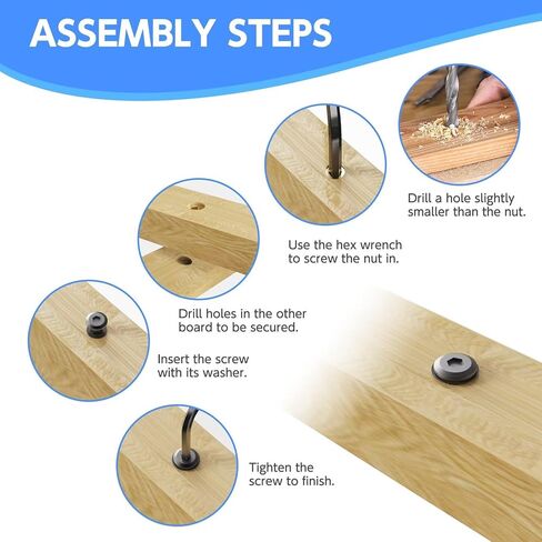 30 Sets 1/4-20 Threaded Inserts for Wood with Screws & Washers - Wood Threaded Insert Kit Includes Furniture Screws, Nuts, 2 Hex Keys for Woodworking & DIY Projects in Saudi Arabia