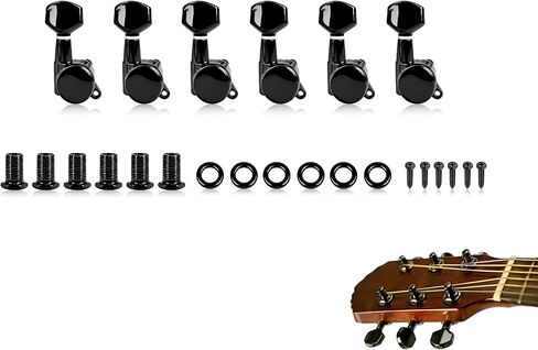 Guitar Locking Tuners 6 Inline,Lock String Tuning Key Pegs,guitar machine heads with Hexagonal Handle Replacement for ST TL LP Style Electric,Folk or Acoustic Guitars (Gold, 3 Left +3 Right) in Kuwait