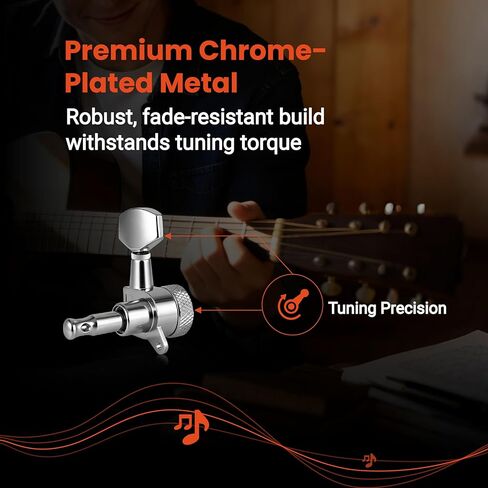 Guitar Locking Tuners 6 Inline,Lock String Tuning Key Pegs,guitar machine heads with Hexagonal Handle Replacement for ST TL LP Style Electric,Folk or Acoustic Guitars (Gold, 3 Left +3 Right) in Kuwait