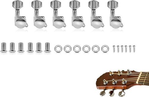 Guitar Locking Tuners 6 Inline,Lock String Tuning Key Pegs,guitar machine heads with Hexagonal Handle Replacement for ST TL LP Style Electric,Folk or Acoustic Guitars (Gold, 3 Left +3 Right) in Kuwait