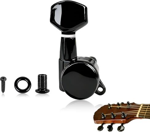 Guitar Locking Tuners 6 Inline,Lock String Tuning Key Pegs,guitar machine heads with Hexagonal Handle Replacement for ST TL LP Style Electric,Folk or Acoustic Guitars (Gold, 3 Left +3 Right) in Kuwait