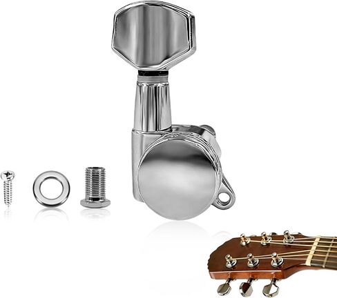 Guitar Locking Tuners 6 Inline,Lock String Tuning Key Pegs,guitar machine heads with Hexagonal Handle Replacement for ST TL LP Style Electric,Folk or Acoustic Guitars (Gold, 3 Left +3 Right) in Kuwait