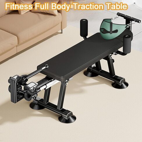 سرير جر لكامل الجسم للياقة البدنية، طاولة جر عنق الرحم لتدليك الخشب، بديل طاولة الانعكاس المحمولة، آلة تخفيف الضغط الخلفي للمنزل (كهربائية عالية) in Kuwait