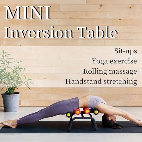 Mini Inversion Table for Back Pain Relief, Foldable Back Stretcher with Massage Roller, 400LB Capacity Ab Machine in Kuwait