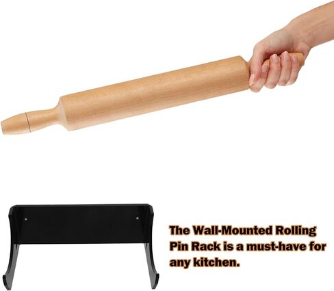 Luxshiny Wall Mount Rolling Pin Holder Clear Acrylic Display Rack Kitchen Storage Organizer Space-Saving Rolling Pin Stand for Baking Tools 7.67X3.93X2.95In Set of 2 in Saudi Arabia
