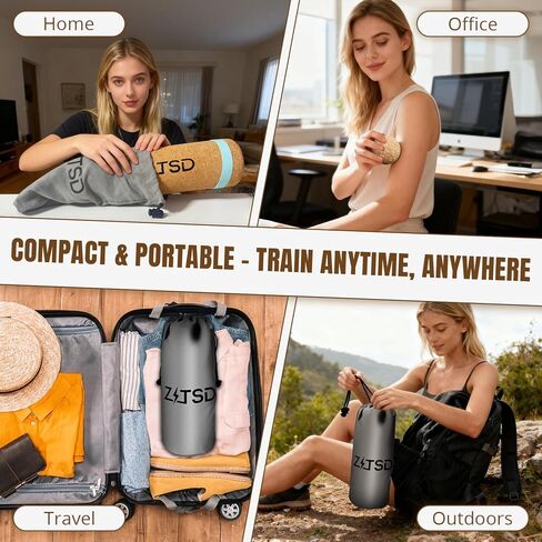 Natural Cork Balance Board Kit - 4-in-1 Foot & Ankle Strengthener with Half-Cylinder Boards, Mini Roller, Massage Ball & Toe Resistance Bands - Portable Balance Trainer for Home, Office & Gym in Saudi Arabia