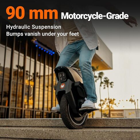 INMOTION V12S City Commuter Electric Unicycle - Upgraded 120km Range EUC with 4.3" Touchscreen & Anti-Theft Alarm, 90mm Suspension for Potholes - UL2272 Certified, IPX6 Waterproof Electric Unicycle for Urban Riding in Kuwait