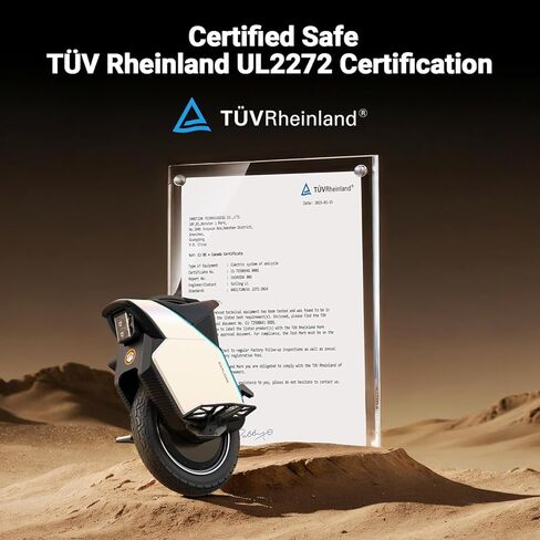 INMOTION V12S City Commuter Electric Unicycle - Upgraded 120km Range EUC with 4.3" Touchscreen & Anti-Theft Alarm, 90mm Suspension for Potholes - UL2272 Certified, IPX6 Waterproof Electric Unicycle for Urban Riding in Kuwait