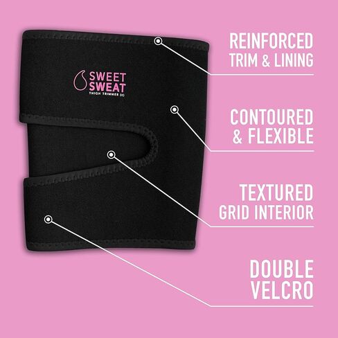Sports Research Sweet Sweat Thigh Trimmers for Men & Women Increases Sweat & Activity to the Thighs during Exercise (Pink Logo, Medium) in Saudi Arabia