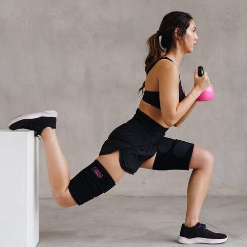 Sports Research Sweet Sweat Thigh Trimmers for Men & Women Increases Sweat & Activity to the Thighs during Exercise (Pink Logo, Medium) in Saudi Arabia