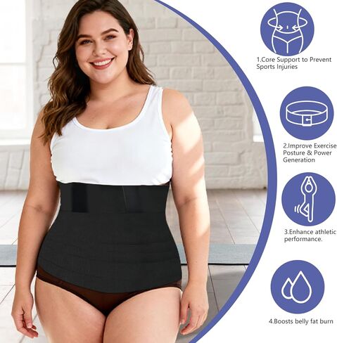 Lisacool Sculpt Touch مدرب الخصر للنساء دهون البطن بعد الولادة حزام البطن حزام العرق لفقدان الوزن في المعدة مع دعم قطني وظهر أسود in Kuwait