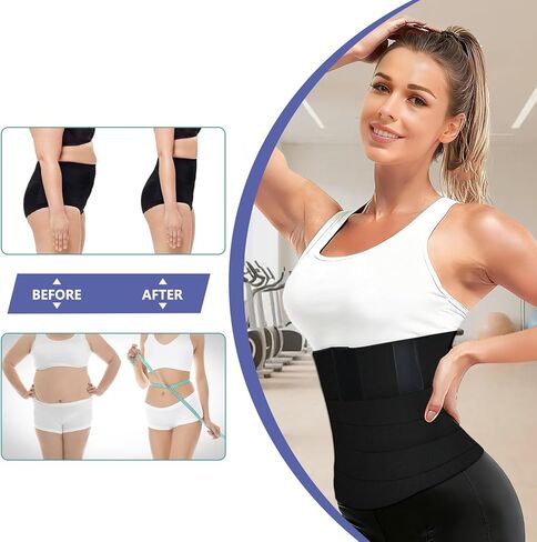 Lisacool Sculpt Touch مدرب الخصر للنساء دهون البطن بعد الولادة حزام البطن حزام العرق لفقدان الوزن في المعدة مع دعم قطني وظهر أسود in Kuwait