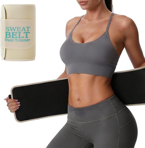 LKV Waist Trainer for Women & Men, Neoprene Waist Sweat Band, Waist Trimmer Sweat Belt for Workout, Stomach Wrap Body Shaper in Kuwait