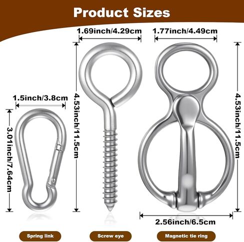 Horse Tie Ring (1 Pack) - Safe & Humane Horse Training Equipment with Magnetic Release, Eye Bolt & Quick Snap - Stainless Steel Tack to Prevent Horses from Pulling Back in Saudi Arabia