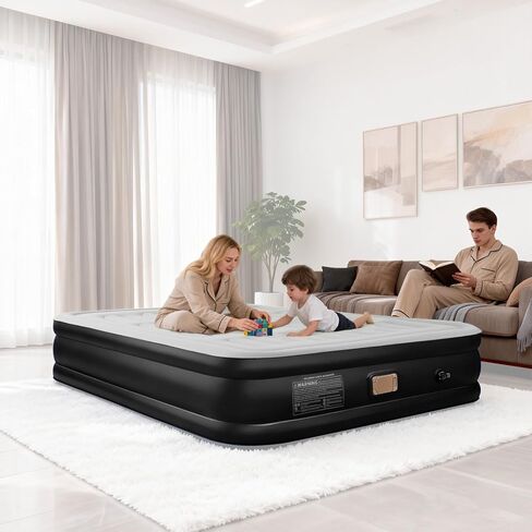 BEBAS Queen Size Air Mattress with Built in Pump Fast Electric Inflation/Deflation Mattress Blow up Bed Inflatable for Home,Guests,Office,Camping Airbed 16 Inch Tall,600lbs Max,Black in Kuwait