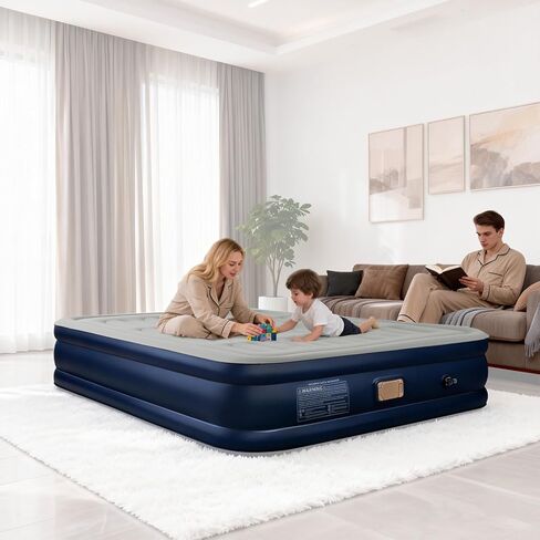 مرتبة هواء بحجم كوين بيباس مع مضخة مضخة مضخة سريعة التضخم/الانكماش تفجر السرير القابل للنفخ للمنزل ، والضيوف ، والمكتب ، والطول الباطس 16 بوصة ، و 600 رطل كحد أقصى ، والأسود in Kuwait